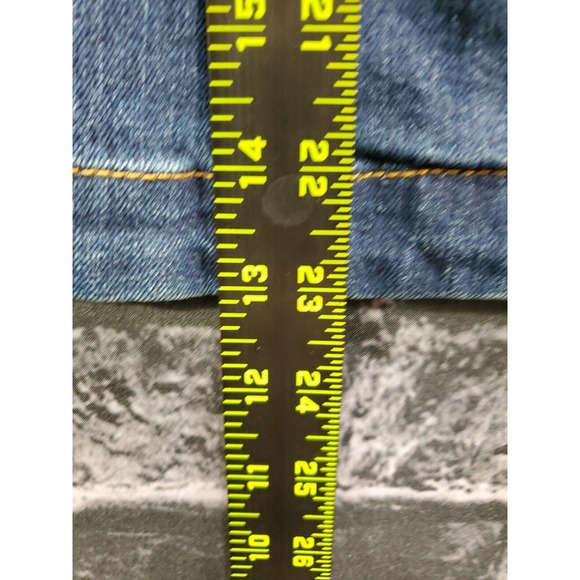 Venus Denim Jacket Womens Medium Blue Full Zip Bell Sleeves Stretch Western BOHO - Picture 7 of 15